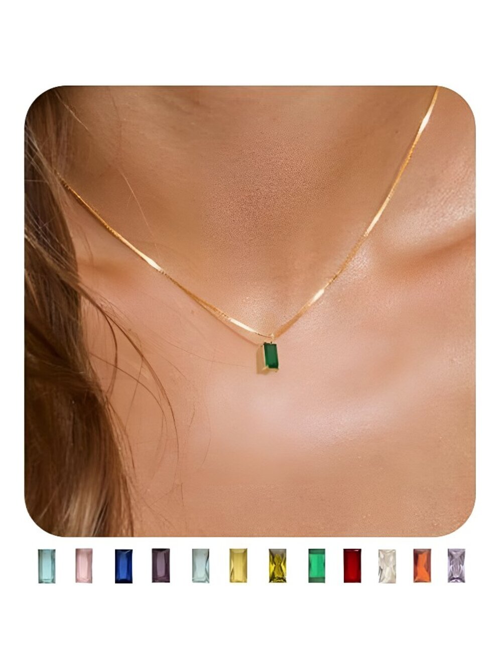 Diamond Necklaces for Women 14K Gold Plated Emerald Birthstone Necklace